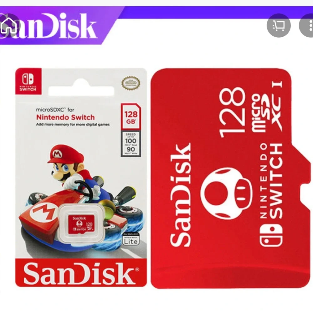 Nintendo Switch 128gb Sandisk Micro Card SD